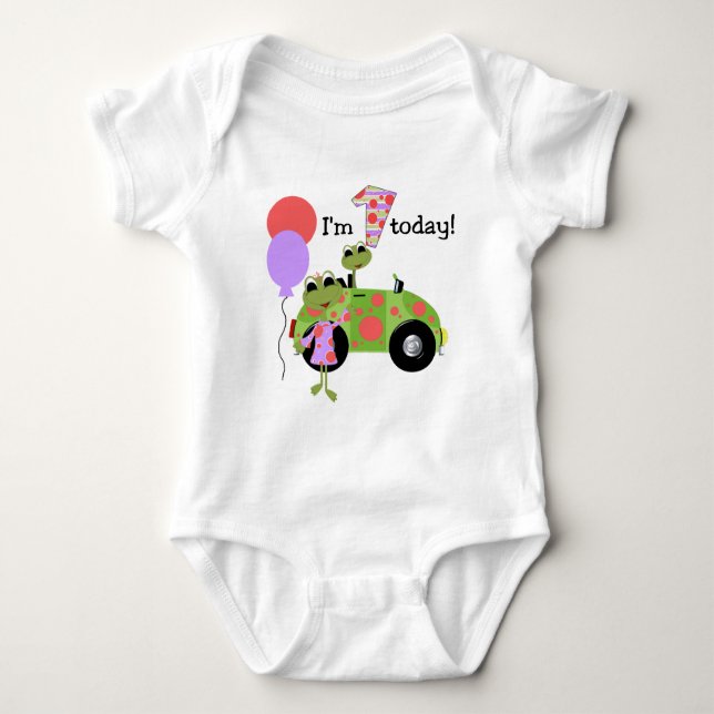 Mod Frogs 1st Birthday Baby Bodysuit (Front)