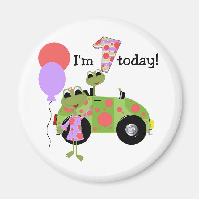 Mod Frogs 1st Birthday Magnet (Front)