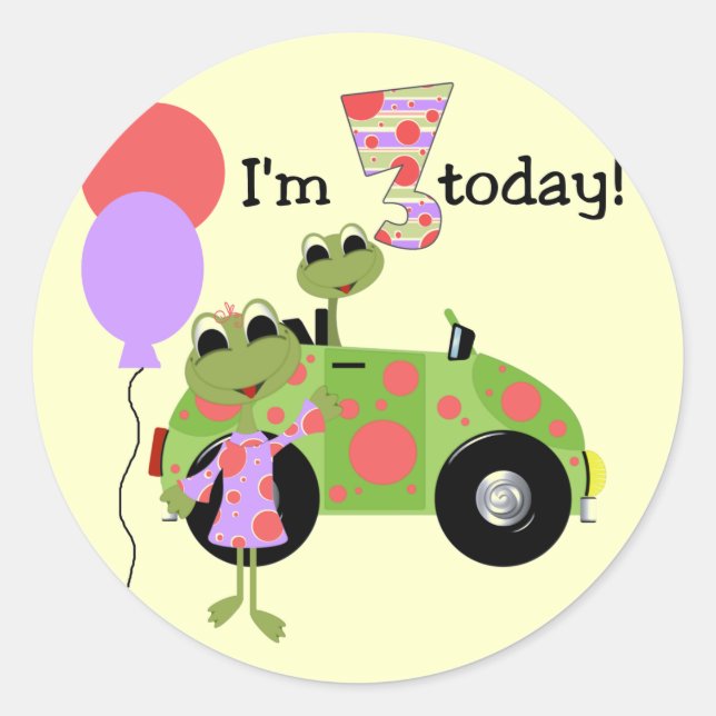 Mod Frogs 3rd Birthday Tshirts and Gifts Classic Round Sticker (Front)