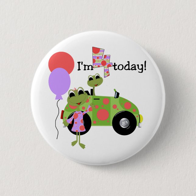 Mod Frogs 4th Birthday Tshirts and Gifts 6 Cm Round Badge (Front)