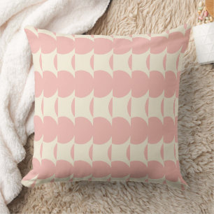 Mod geometric shape in pink and cream pattern cushion
