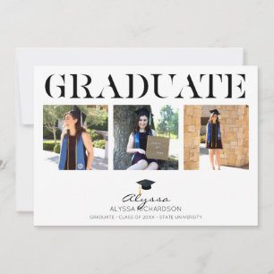 Mod Graduate Hat 4 Photo Graduation Announcement 1