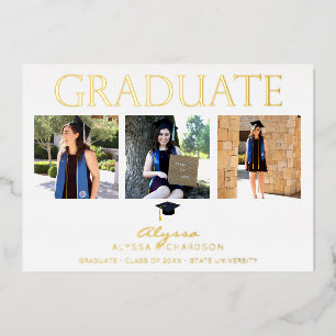Mod Graduate Hat 4 Photo Graduation Announcement 2