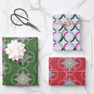 Mod graphic holiday trio gift wrap