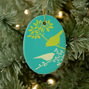 Mod Green Birds Ceramic Tree Decoration