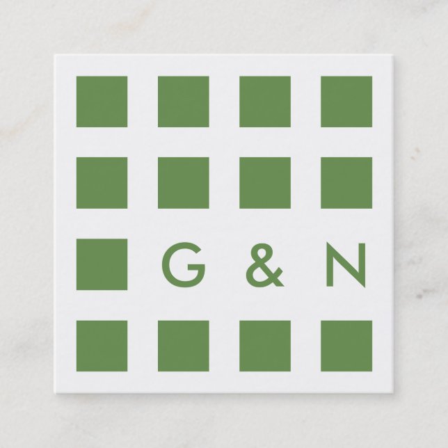 mod green squares square business card (Front)
