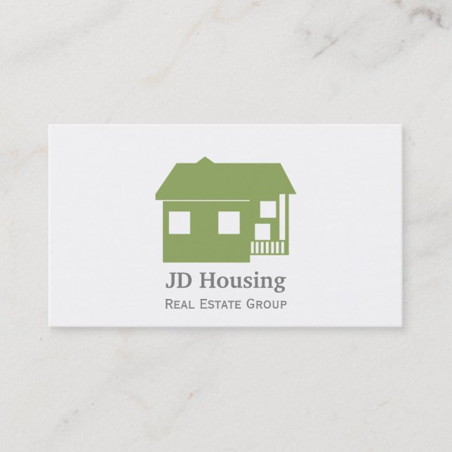 Mod Green White Classy Real estate  businesscards Business Card (Front)