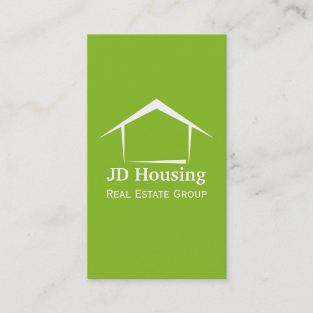 Mod green white Classy Real estate  businesscards Business Card (Front)