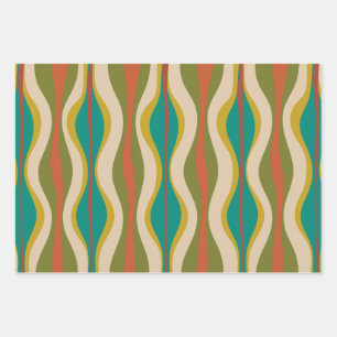 Mod Groove Retro Patterns Wrapping Paper Sheet