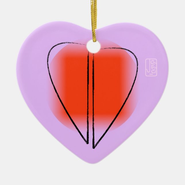 Mod Heart Love Heart-Shaped Ceramic Tree Decoration (Front)