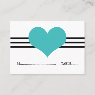 Mod Heart Place Card, Aqua Card