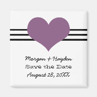 Mod Heart Save the Date Magnet, Purple
