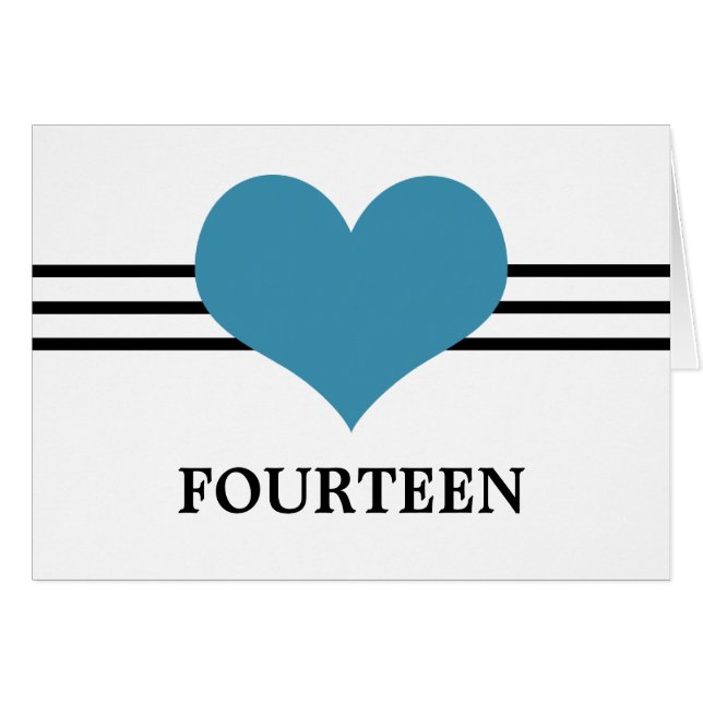 Mod Heart Table Number Card, Blue (Front Horizontal)