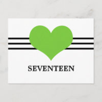 Mod Heart Table Number Postcard, Green
