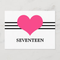 Mod Heart Table Number Postcard, Pink