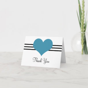 Mod Heart Thank You Card, Blue Card