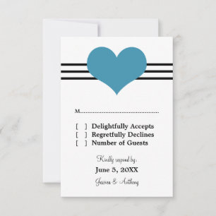 Mod Heart Wedding Response Card, Blue
