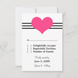 Mod Heart Wedding Response Card, Pink