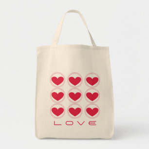 Mod Hearts Love Tote Bag, Dark Pink
