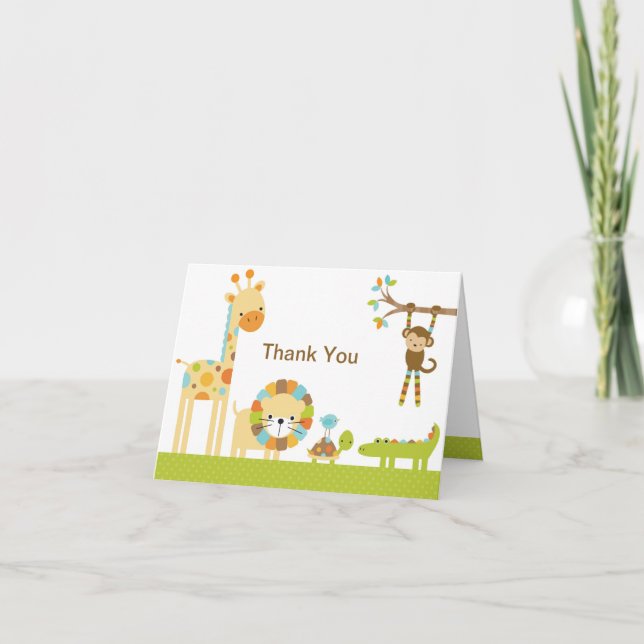Mod Jungle Safari Baby Shower Note Card (Front)
