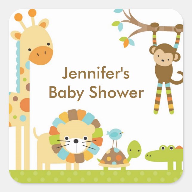 Mod Jungle Safari Baby Shower Stickers (Front)