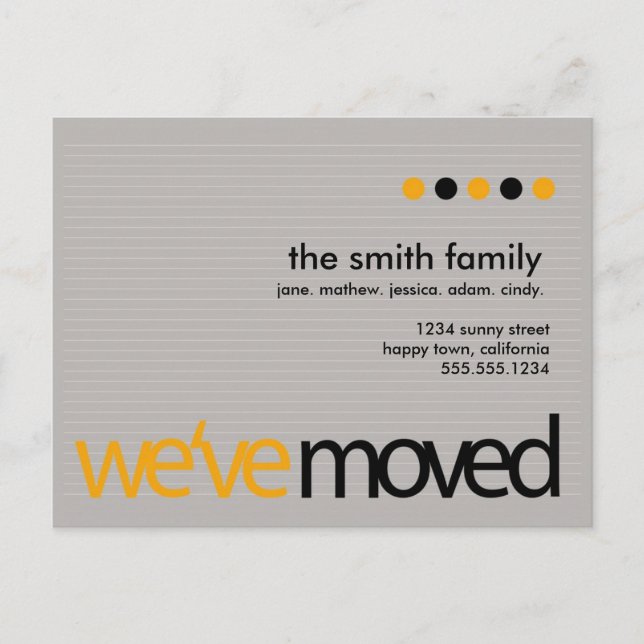 Mod  - Just Moved Striped Announcement Postcard (Front)