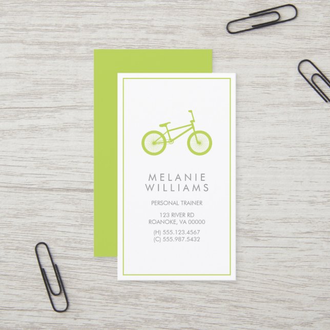 Mod Kiwi Green Bicycle Business Card (Front/Back In Situ)