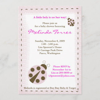 Mod Ladybug 5x7 Pink Baby Shower Invitation