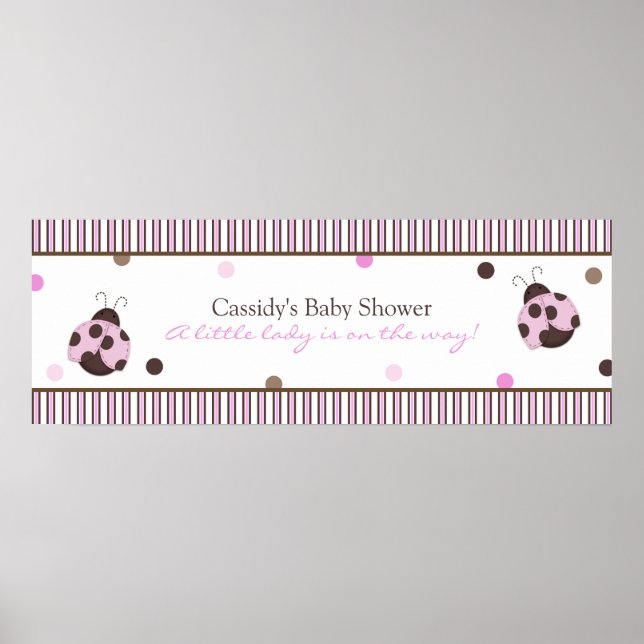 Mod Ladybug Baby Shower Banner Poster (Front)