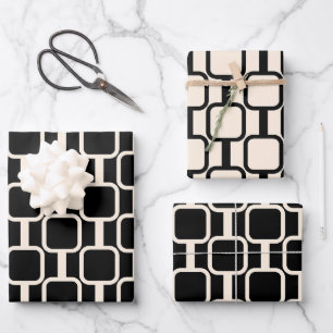Mod Links Retro Modern Geometric Pattern Wrapping Paper Sheet