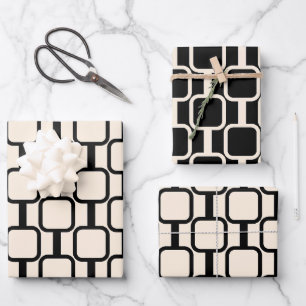 Mod Links Retro Modern Geometric Pattern Wrapping Paper Sheet