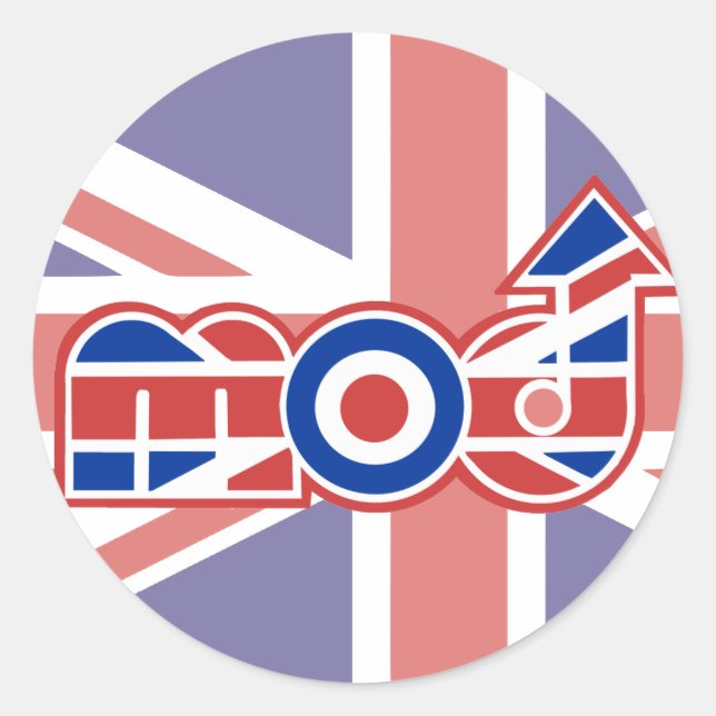Mod Logo 2 Round union jack stickers (Front)