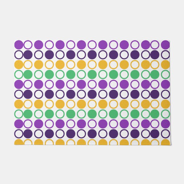 Mod Mardi Gras Dots Doormat (Front)