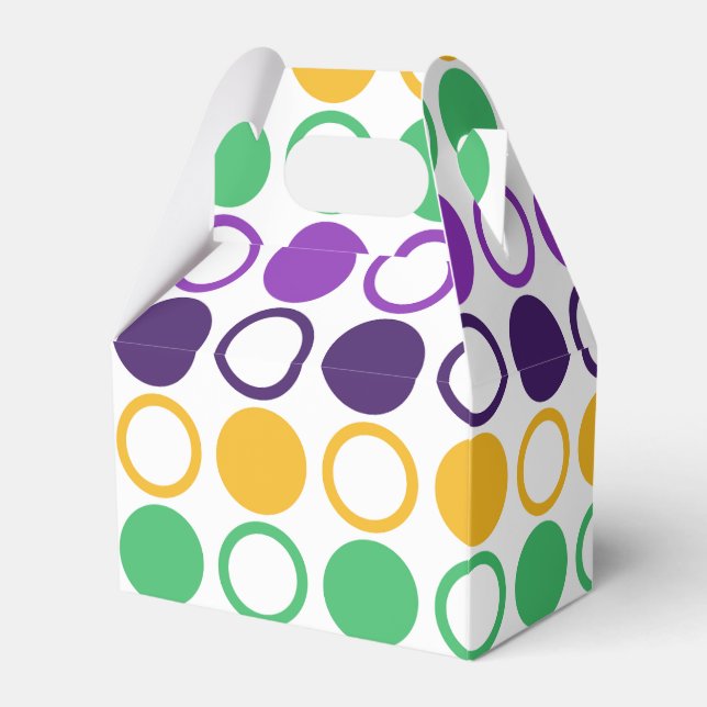Mod Mardi Gras Dots Favour Box (Front Side)