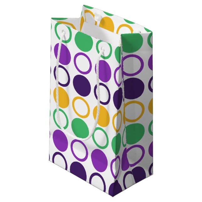 Mod Mardi Gras Dots Small Gift Bag (Front Angled)