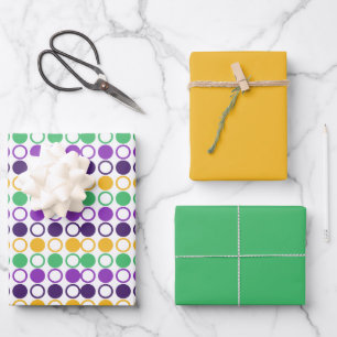Mod Mardi Gras Dots Wrapping Paper Sheet