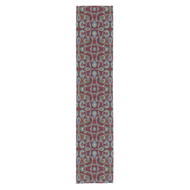 Mod Maroon Brown Abstract Short Table Runner (Front)