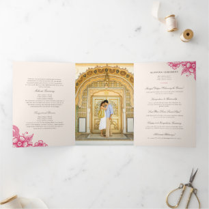 Mod Mehandi Traditional Indian Wedding Program Tri-Fold Programme