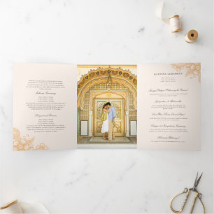 Mod Mehandi Traditional Indian Wedding Program Tri-Fold Programme