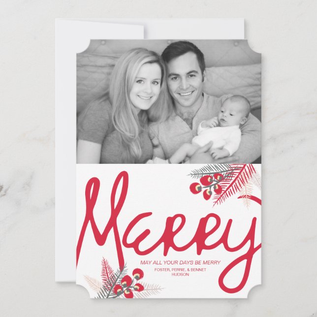 Mod Merry Berries Holiday Photo Card (Front)