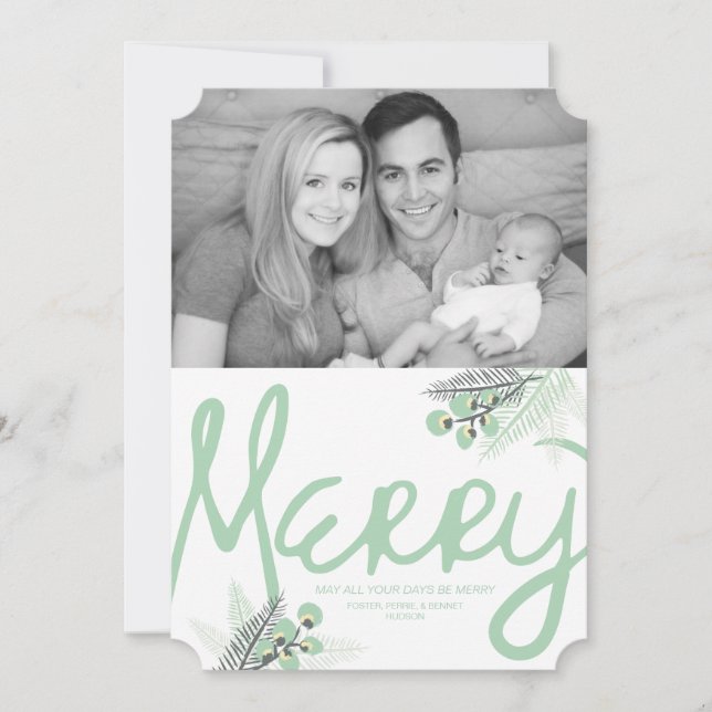 Mod Merry Berries Holiday Photo Card (Front)