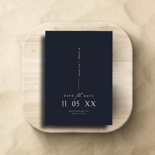 Mod Minimal Elegant Script Dark Navy Save the Date Invitation
