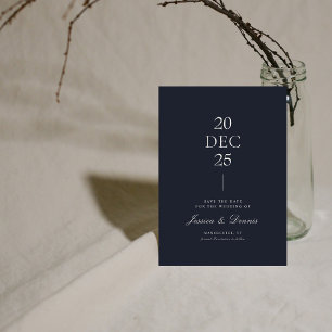 Mod Minimal Elegant Script Dark Navy Save the Date Invitation