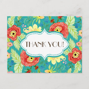 Mod Modern Floral Ranunculus Leaf Rose Bracket Announcement Postcard