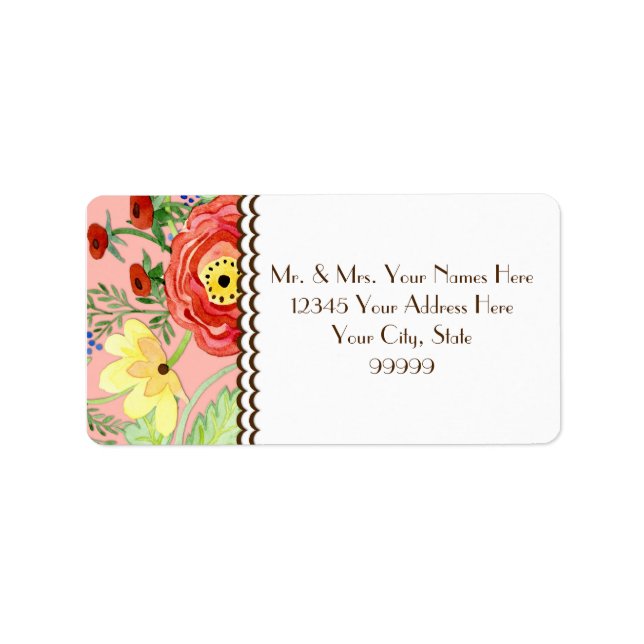 Mod Modern Floral Ranunculus Leaf Rose Bracket Label (Front)