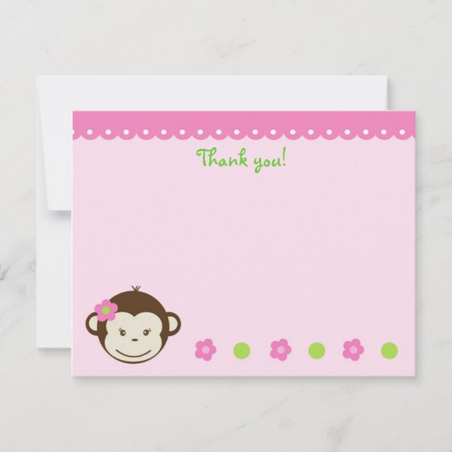 Mod Monkey Girl Blank Thank You Note Cards (Front)