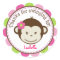 Mod Monkey girl Favour stickers Labels Seals