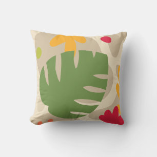 Mod Monstera Abstract Leaf Hawaiian Tropical -Warm Cushion