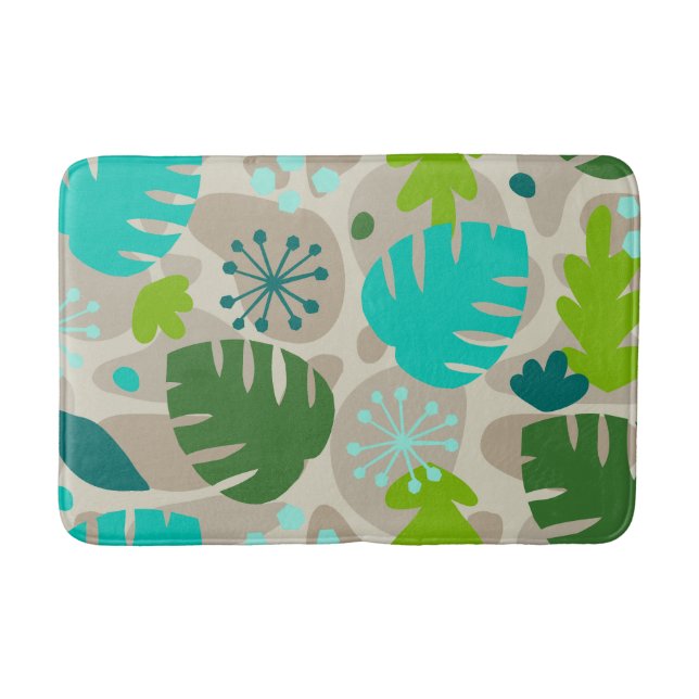 Mod Monstera Leaf Abstract Hawaiian Tropical -Cool Bath Mat (Front)