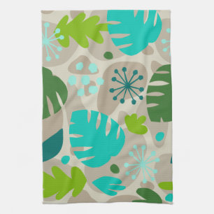 Mod Monstera Leaf Abstract Hawaiian Tropical -Cool Tea Towel